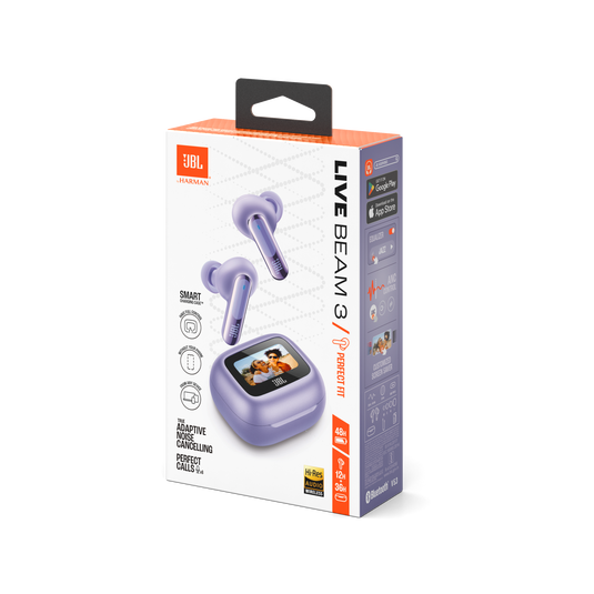 JBL Live Beam 3 - Purple - True wireless noise-cancelling closed-stick earbuds - Detailshot 15 image number null